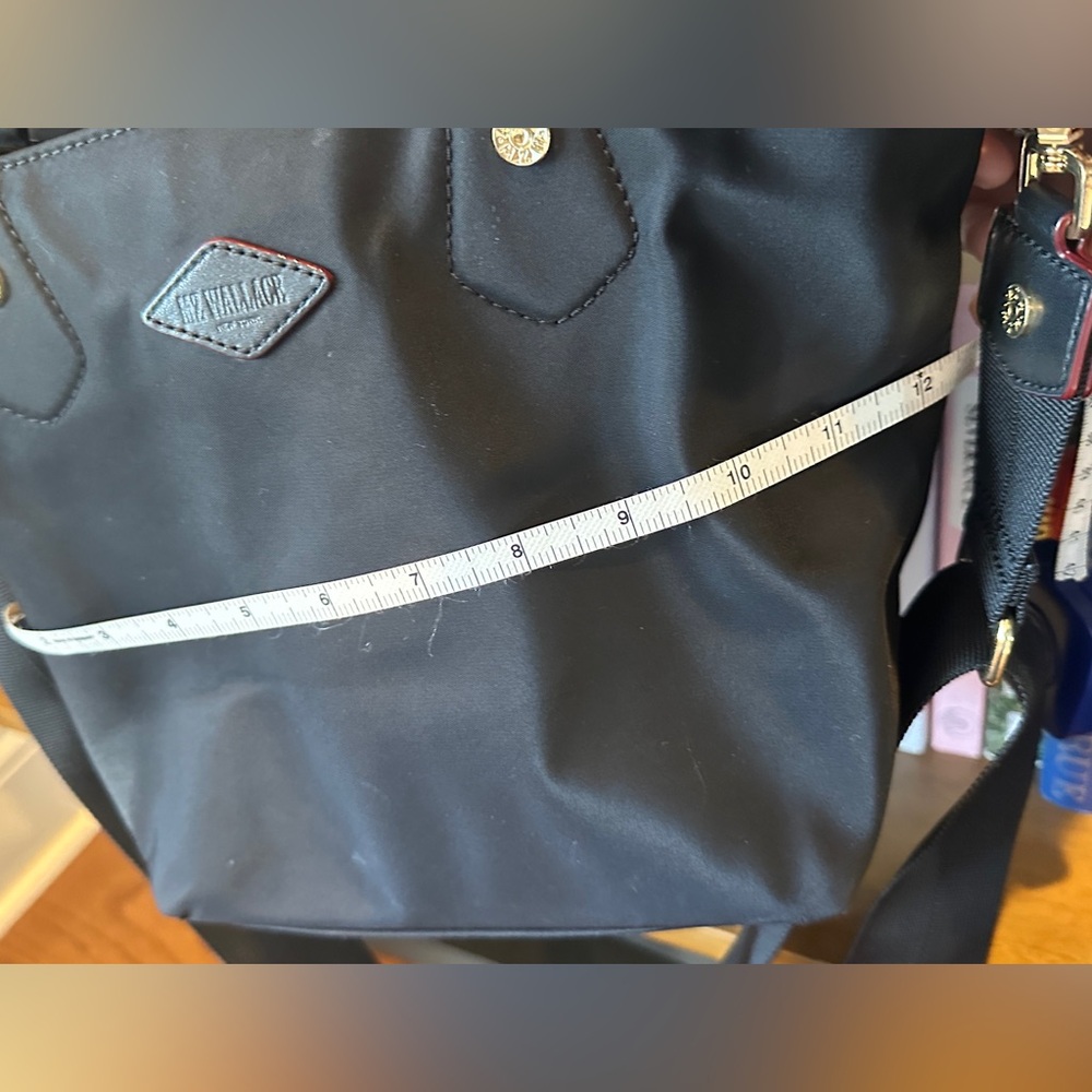 MZ WALLACE Black Nylon Crossbody Large Tote Bag with Small Zip Bag & Red Lining - Picture 10 of 13